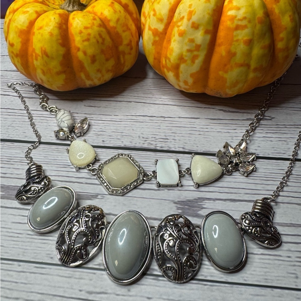 Necklace set! 2 like new necklaces and 1 NIB Cat necklace.